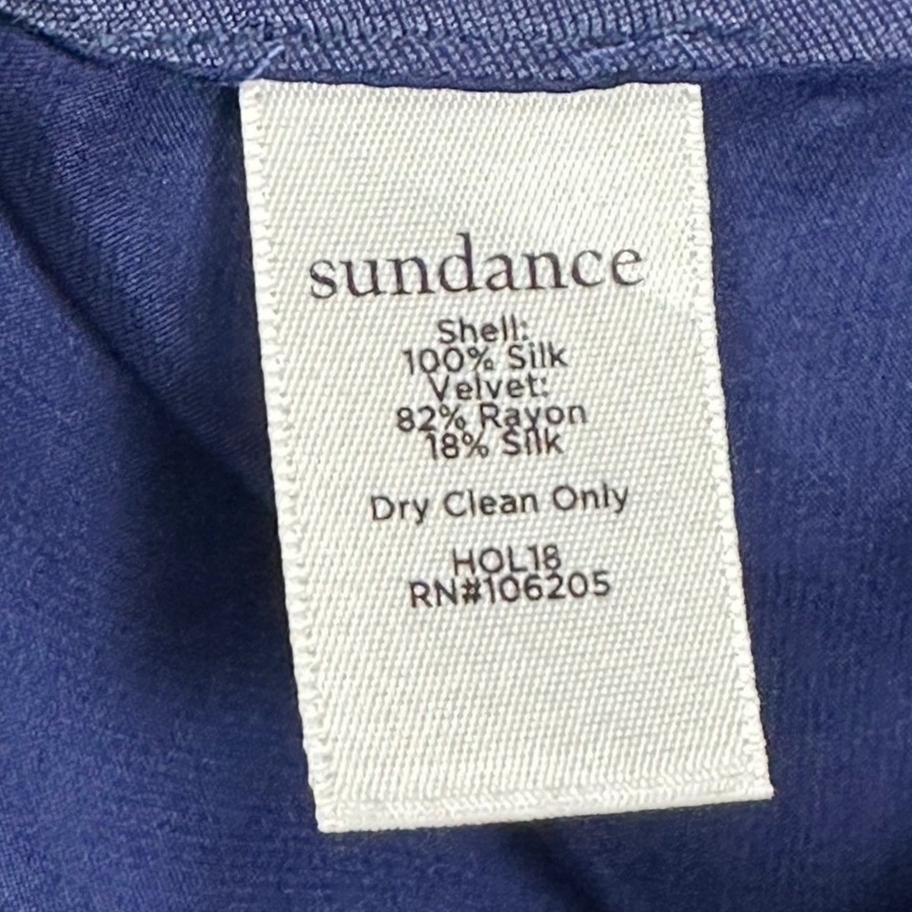 Sundance Blended Paths Silk Velvet Blouse Women'a S Navy Faux Wrap Boho Luxury - Picture 5 of 16